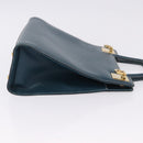 Salvatore Ferragamo Gancini Hand Bag Leather Blue Gold Auth bs36361-3