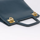 Salvatore Ferragamo Gancini Hand Bag Leather Blue Gold Auth bs36361-6