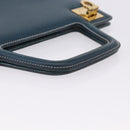 Salvatore Ferragamo Gancini Hand Bag Leather Blue Gold Auth bs36361-7