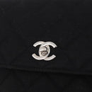 CHANEL Matelasse Hand Bag Cotton Black Silver CC Auth bs36363-18