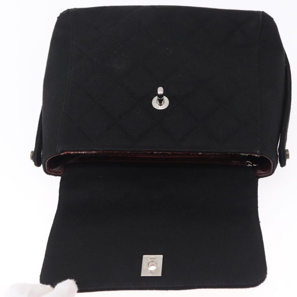 CHANEL Matelasse Hand Bag Cotton Black Silver CC Auth bs36363