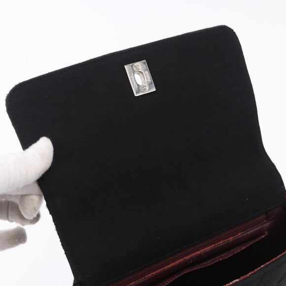CHANEL Matelasse Hand Bag Cotton Black Silver CC Auth bs36363