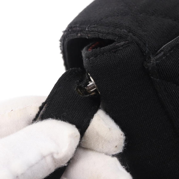 CHANEL Matelasse Hand Bag Cotton Black Silver CC Auth bs36363