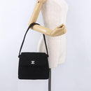 CHANEL Matelasse Hand Bag Cotton Black Silver CC Auth bs36363-28