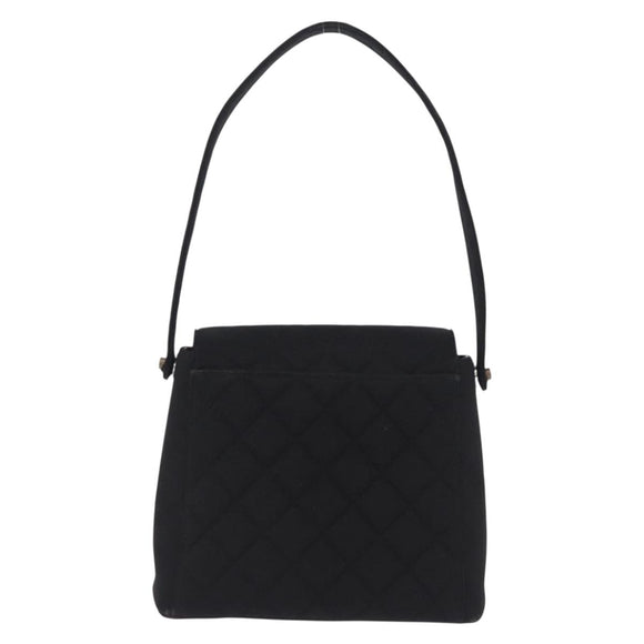 CHANEL Matelasse Hand Bag Cotton Black Silver CC Auth bs36363