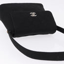 CHANEL Matelasse Hand Bag Cotton Black Silver CC Auth bs36363-6