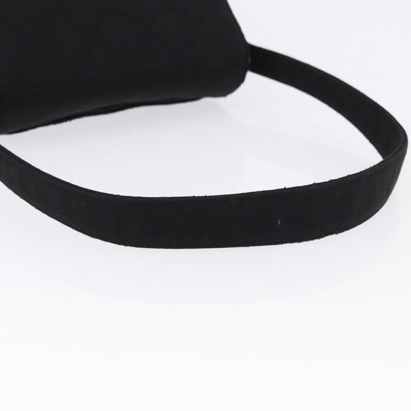 CHANEL Matelasse Hand Bag Cotton Black Silver CC Auth bs36363