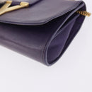 SAINT LAURENT Classic Y Line Chain Satchel Small Bag Leather Purple Auth bs36364-8