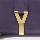 SAINT LAURENT Classic Y Line Chain Satchel Small Bag Leather Purple Auth bs36364-18