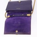SAINT LAURENT Classic Y Line Chain Satchel Small Bag Leather Purple Auth bs36364-9