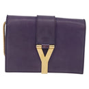 SAINT LAURENT Classic Y Line Chain Satchel Small Bag Leather Purple Auth bs36364-13
