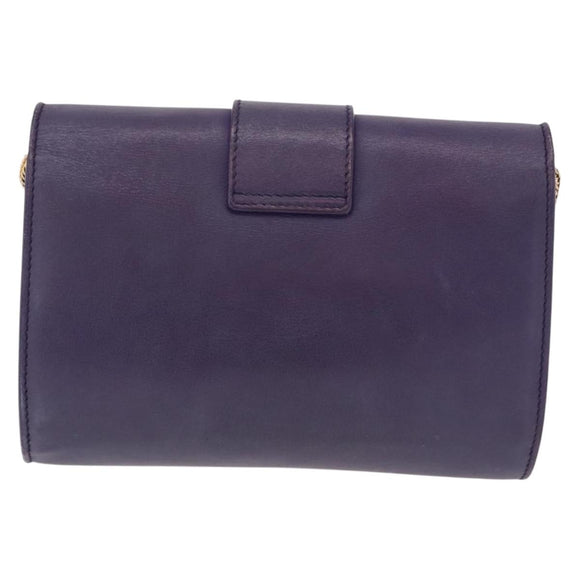 SAINT LAURENT Classic Y Line Chain Satchel Small Bag Leather Purple Auth bs36364