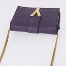 SAINT LAURENT Classic Y Line Chain Satchel Small Bag Leather Purple Auth bs36364-6