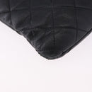 CHANEL Matelasse Clutch Bag Lamb Skin Black Silver CC Auth bs36365-10