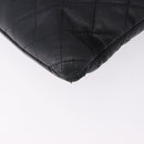 CHANEL Matelasse Clutch Bag Lamb Skin Black Silver CC Auth bs36365-11