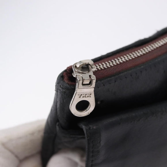 CHANEL Matelasse Clutch Bag Lamb Skin Black Silver CC Auth bs36365