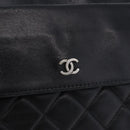 CHANEL Matelasse Clutch Bag Lamb Skin Black Silver CC Auth bs36365-13
