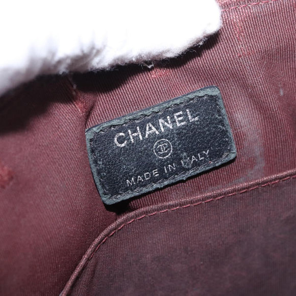CHANEL Matelasse Clutch Bag Lamb Skin Black Silver CC Auth bs36365