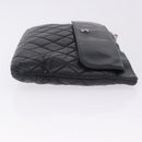 CHANEL Matelasse Clutch Bag Lamb Skin Black Silver CC Auth bs36365-4