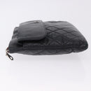 CHANEL Matelasse Clutch Bag Lamb Skin Black Silver CC Auth bs36365-5