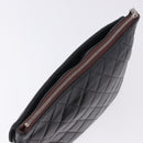 CHANEL Matelasse Clutch Bag Lamb Skin Black Silver CC Auth bs36365-6