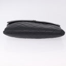 CHANEL Matelasse Clutch Bag Lamb Skin Black Silver CC Auth bs36365-7