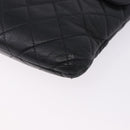 CHANEL Matelasse Clutch Bag Lamb Skin Black Silver CC Auth bs36365-9