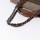 CHANEL Matelasse Chain Hand Bag Leather 2way Brown Silver CC Auth bs36367-10