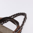 CHANEL Matelasse Chain Hand Bag Leather 2way Brown Silver CC Auth bs36367-11