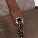 CHANEL Matelasse Chain Hand Bag Leather 2way Brown Silver CC Auth bs36367-17