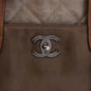 CHANEL Matelasse Chain Hand Bag Leather 2way Brown Silver CC Auth bs36367-18