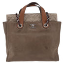 CHANEL Matelasse Chain Hand Bag Leather 2way Brown Silver CC Auth bs36367-2