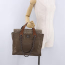CHANEL Matelasse Chain Hand Bag Leather 2way Brown Silver CC Auth bs36367-28