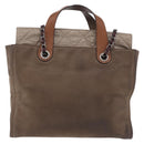 CHANEL Matelasse Chain Hand Bag Leather 2way Brown Silver CC Auth bs36367-4