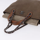 CHANEL Matelasse Chain Hand Bag Leather 2way Brown Silver CC Auth bs36367-7