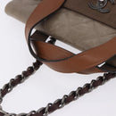 CHANEL Matelasse Chain Hand Bag Leather 2way Brown Silver CC Auth bs36367-8