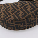 FENDI Zucca Canvas Mamma Baguette Shoulder Bag Brown Silver Auth bs36368SAM-17