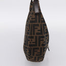 FENDI Zucca Canvas Mamma Baguette Shoulder Bag Brown Silver Auth bs36368SAM-3