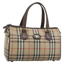 Burberrys Nova Check Boston Bag Canvas Beige Gold Auth bs36369-1