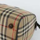Burberrys Nova Check Boston Bag Canvas Beige Gold Auth bs36369-10