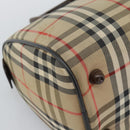 Burberrys Nova Check Boston Bag Canvas Beige Gold Auth bs36369-11