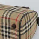 Burberrys Nova Check Boston Bag Canvas Beige Gold Auth bs36369-12