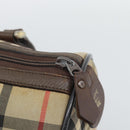 Burberrys Nova Check Boston Bag Canvas Beige Gold Auth bs36369-14