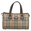 Burberrys Nova Check Boston Bag Canvas Beige Gold Auth bs36369-2