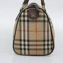 Burberrys Nova Check Boston Bag Canvas Beige Gold Auth bs36369-4