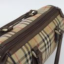 Burberrys Nova Check Boston Bag Canvas Beige Gold Auth bs36369-6