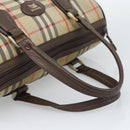 Burberrys Nova Check Boston Bag Canvas Beige Gold Auth bs36369-7