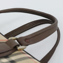 Burberrys Nova Check Boston Bag Canvas Beige Gold Auth bs36369-8
