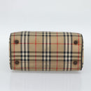 Burberrys Nova Check Boston Bag Canvas Beige Gold Auth bs36369-9