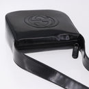 GUCCI Interlocking Shoulder Bag Patent Leather Black 007 2046 0250 Auth bs36370-6